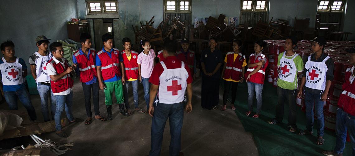 A gathering of Myanmar Red Cross Volunteers