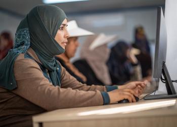 Lebanese woman at the computer