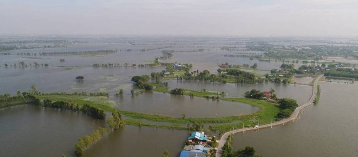 Aerial view of a watery area