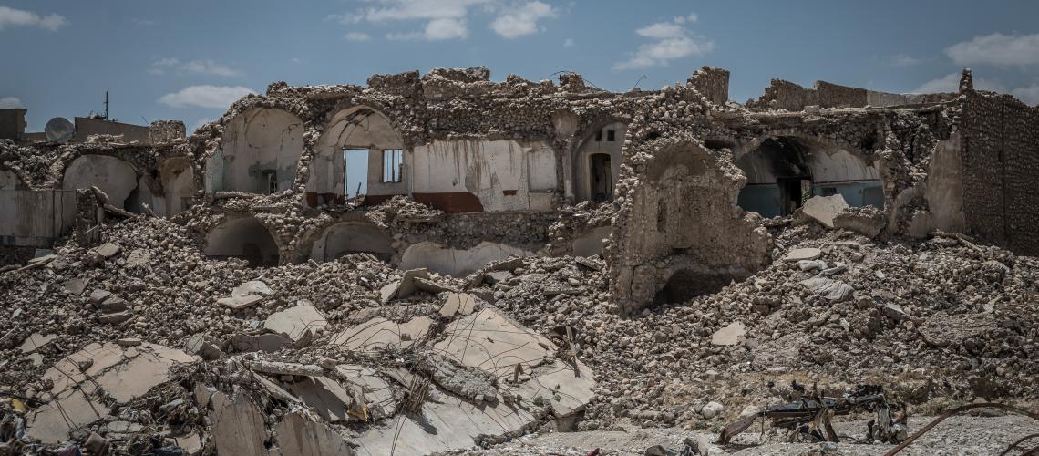 Pile of rubble on a small hill