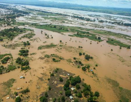 Aerial view of flooding