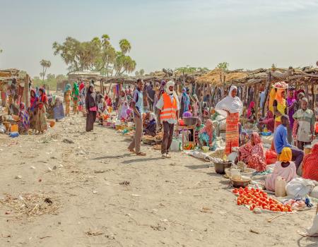 People in an outdoor marketplace